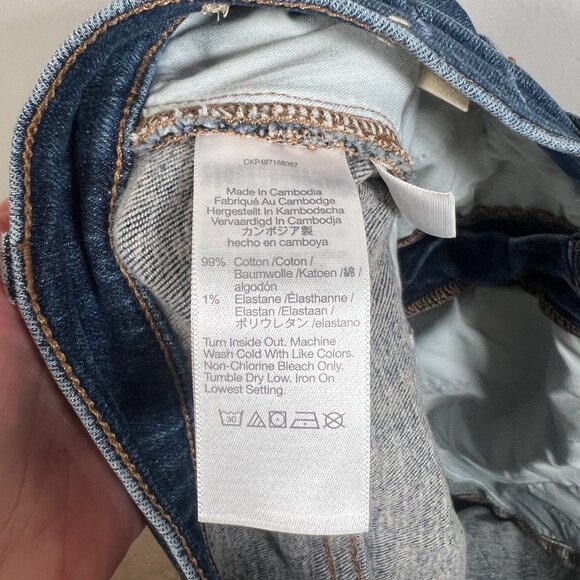 Madewell Mid Rise Kick Out Jeans Size 32 Dark Wash Denim Blue Whiskering - Picture 8 of 8